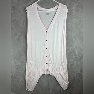 LOGO LORI GOLDSTEIN Pink Button-Up Sleeveless Cardigan w/ Pockets Medium